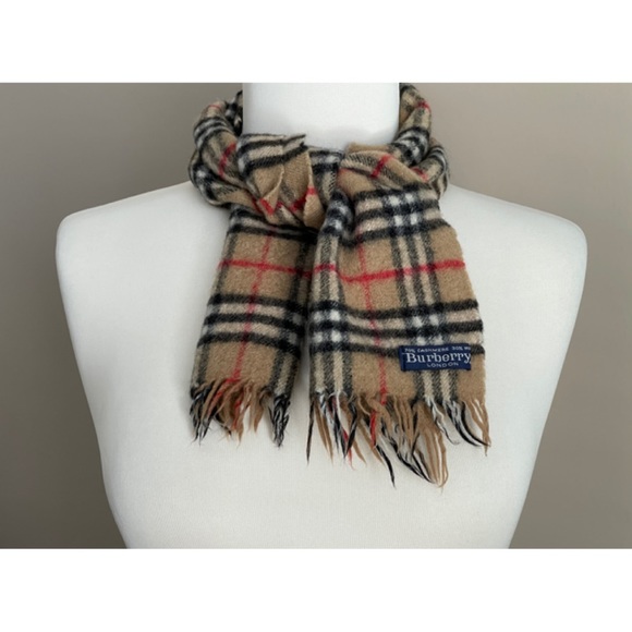 ✨Authentic Vintage Classic Plaid Burberrys Cashmere Wool Mini Scarf - Picture 8 of 9